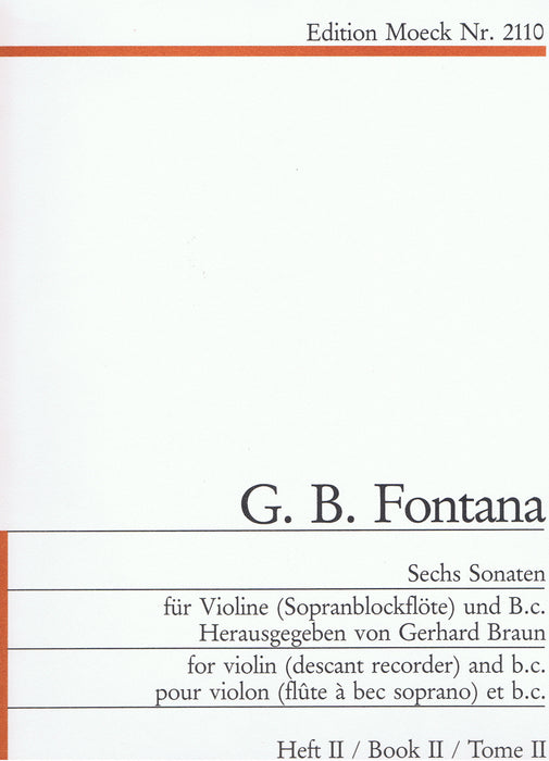 Fontana: 6 Sonatas for Violin and Basso Continuo, Vol. 2