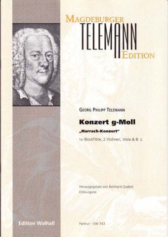 Telemann: Concerto in G Minor "Harrach Konzert" for Treble Recorder, Strings and Basso Continuo - Score