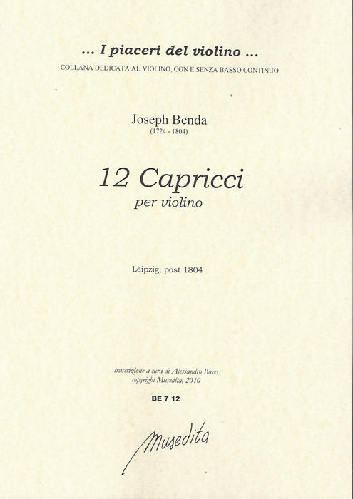 Benda: 12 Capricci for Violin Solo