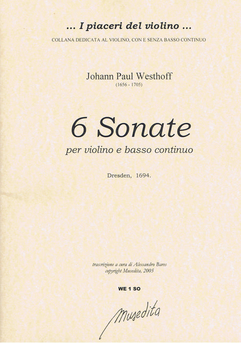 Westhoff: 6 Sonatas for Violin and Basso Continuo