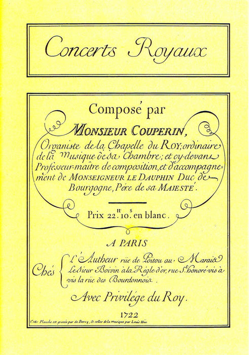F. Couperin: Concerts Royaux for Flute and Basso Continuo