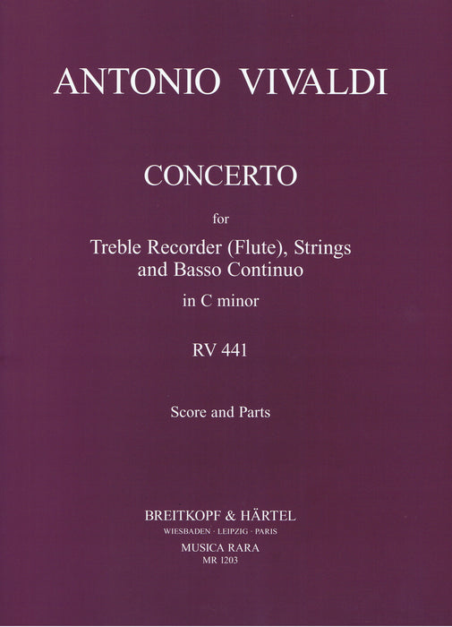 Vivaldi: Concerto in C Minor RV441 for Treble Recorder, Strings and Basso Continuo