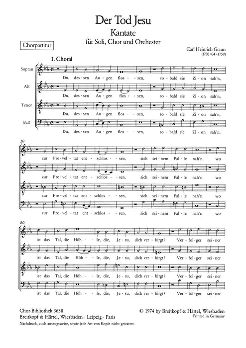 Graun, Johann Gottlieb: Der Tod Jesu