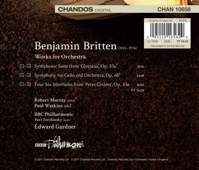 BBC Philharmonic & Edward Gardner • Britten: Cello Symphony / Symphonic Suite from 'Gloriana' / Four Sea Interlues from 'Peter Grimes' (CD)