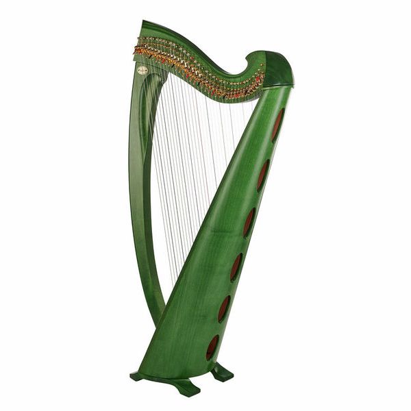 Una Deluxe 38 string harp (Silkgut strings) in green finish by Salvi