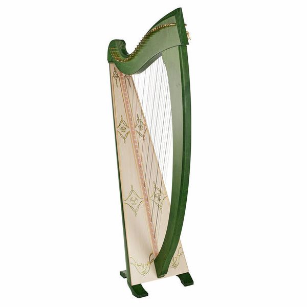 Una Deluxe 38 string harp (Silkgut strings) in green finish by Salvi