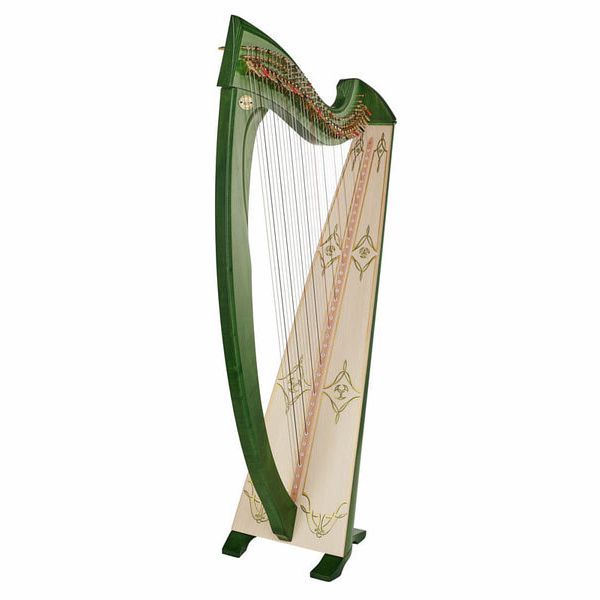 Una Deluxe 38 string harp (Silkgut strings) in green finish by Salvi