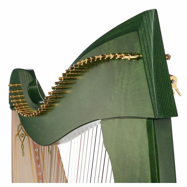 Una Deluxe 38 string harp (Silkgut strings) in green finish by Salvi