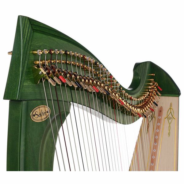 Una Deluxe 38 string harp (Silkgut strings) in green finish by Salvi