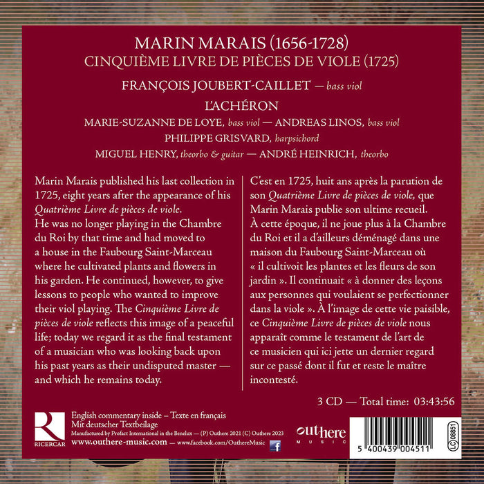 Marin Marais • Cinquième Livre de Pièces de Viole (3CD)