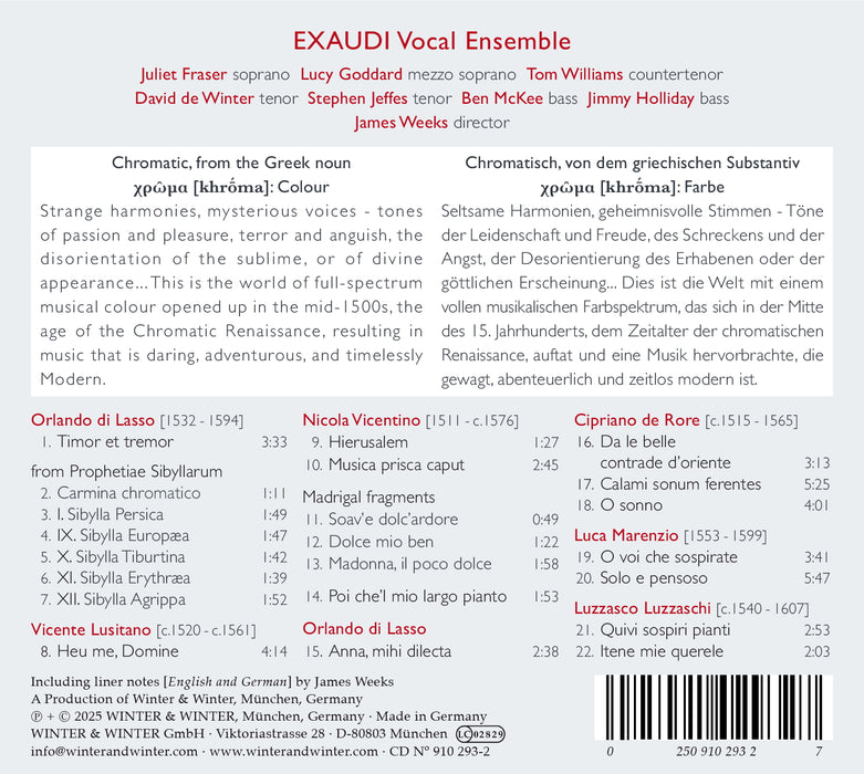 EXAUDI Vocal Ensemble • Chromatic Renaissance (CD)