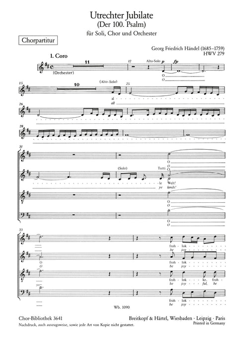 Händel, Georg Friedrich: Jubilate for the Peace of Utrecht