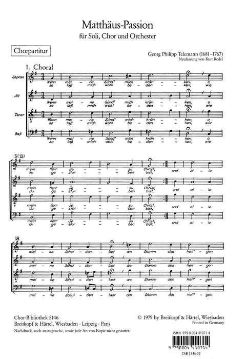 Telemann, Georg Philipp: St. Matthew Passion
