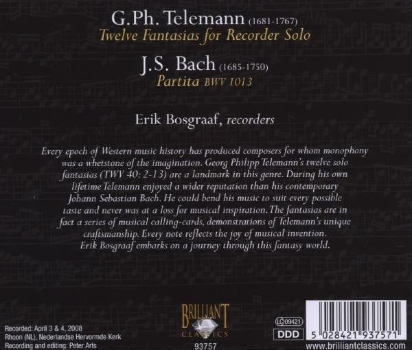 Erik Bosgraaf • Telemann Fantasias & Bach Partita (CD)