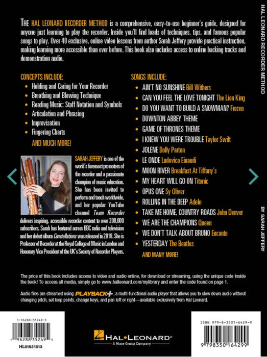 Hal Leonard Recorder Method (Sarah Jeffery)