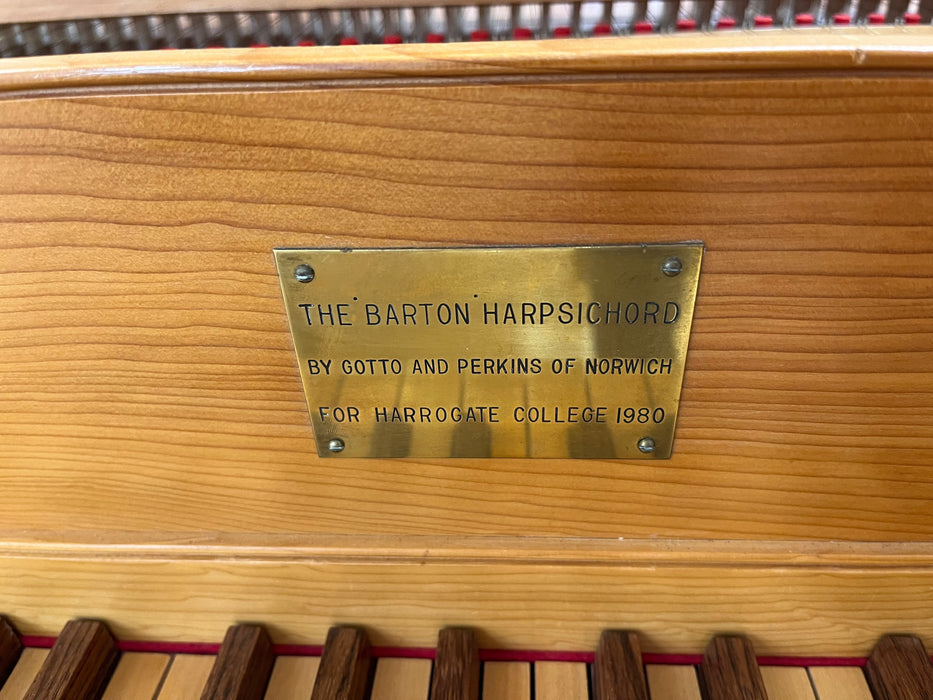 Single Manual Harpsichord by Perkins & Gotto after Thomas Barton, 1709 (Previously Owned)