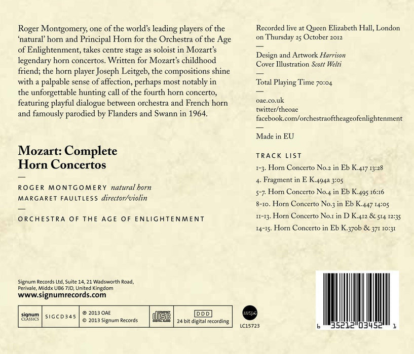 Orchestra of the Age of Enlightenment & Roger Montgomery • Mozart: Complete Horn Concertos (CD)