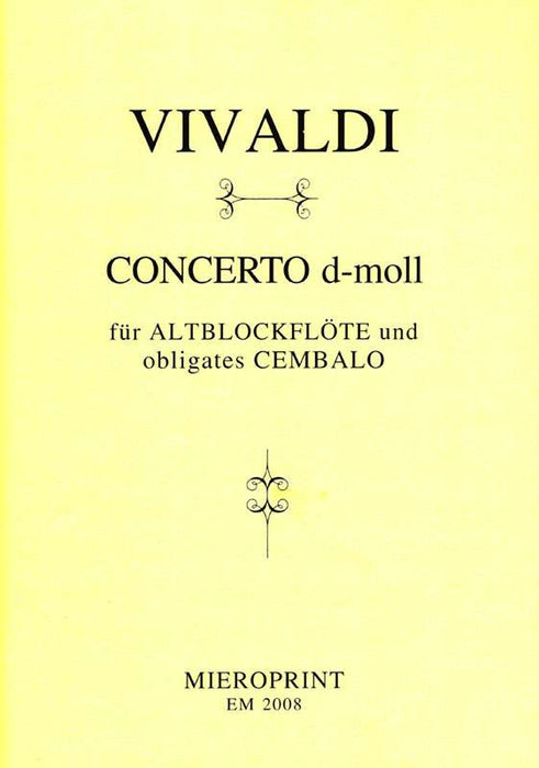 Vivaldi: Concerto in D Minor for Treble Recorder and Obligato Harpsichord