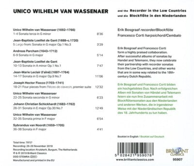 Erik Bosgraaf & Francesco Corti • Unico Wilhelm van Wassenaer and the Recorder in the Low Countries (CD)