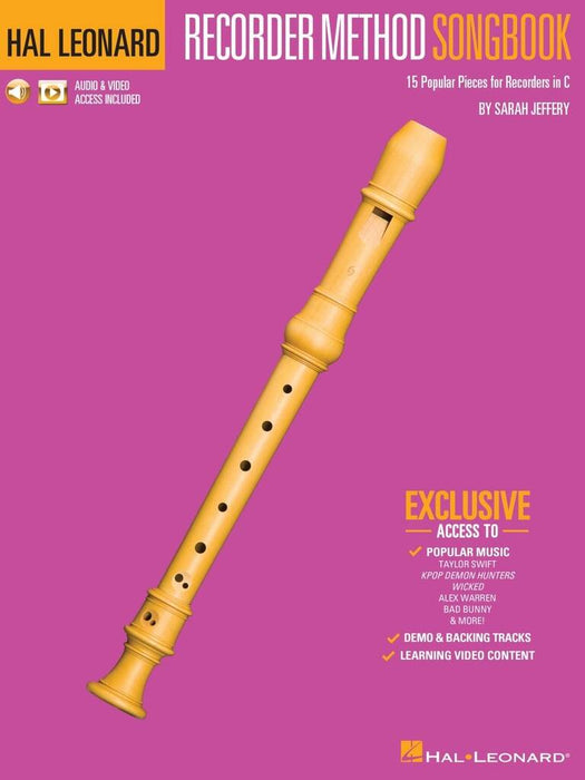 NEW Hal Leonard Recorder Method Songbook (Sarah Jeffery)