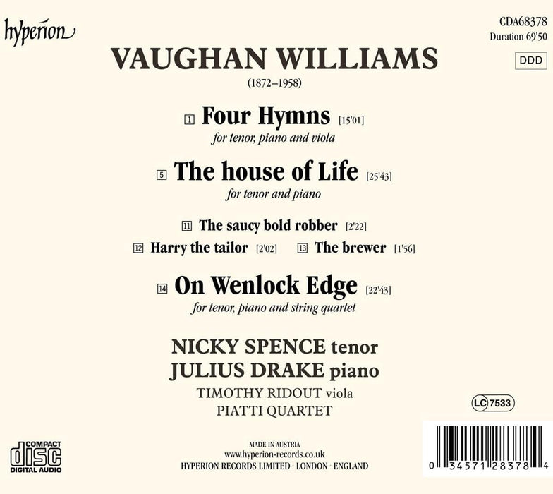 Nicky Spence & Julius Drake • Vaughan Williams: On Wenlock Edge (CD)