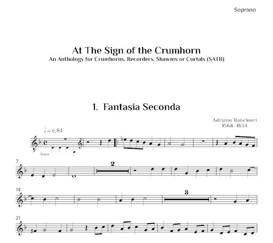 At The Sign Of The Crumhorn: for Recorders, Crumhorns, Shawms or Curtals (SATB)