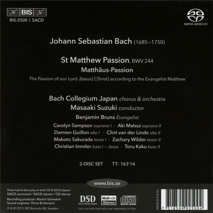 Bach Collegium Japan & Masaaki Suzuki • Bach: St Matthew Passion (2CD)