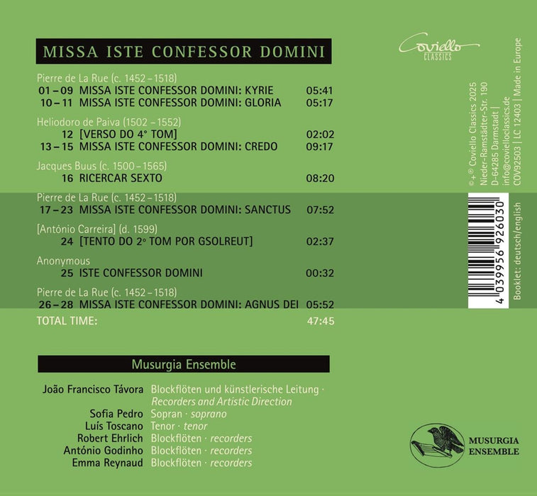 Musurgia Ensemble • Pierre De La Rue: Missa Iste Confessor Domini (CD)