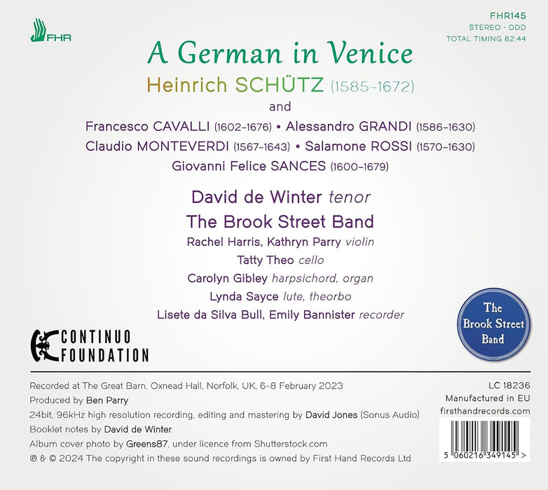 David de Winter & The Brook Street Band • Schütz: A German in Venice (CD)