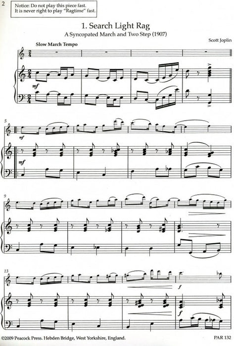 Joplin: Rags - Book 2 for Treble Recorder and Piano
