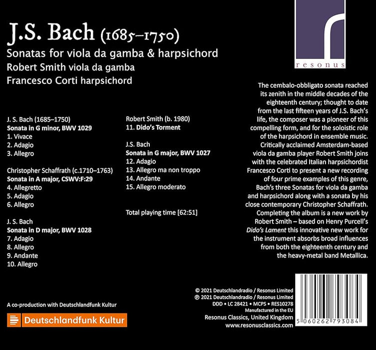 Robert Smith & Francesco Corti • Bach: Sonatas for Viola da Gamba and Harpsichord (CD)