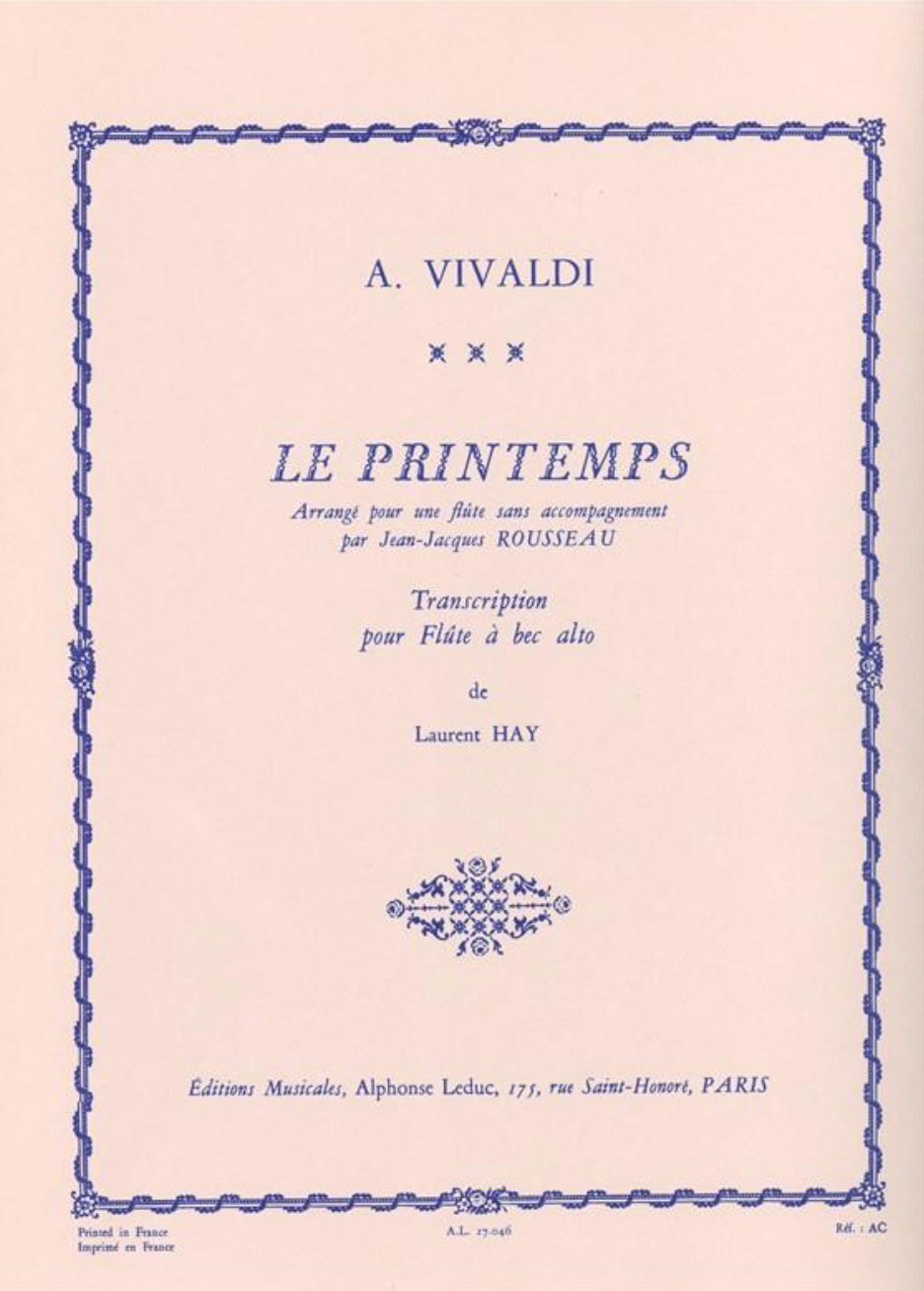 Vivaldi: Spring arranged for Alto Recorder - Music available at EMS