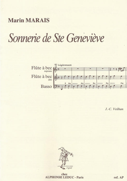 Marais: Sonnerie de St. Geneviève for Descant and Treble Recorders and Basso Continuo