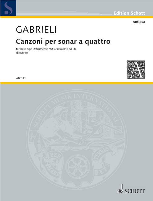 Gabrieli: Canzoni per sonar a quattro for 4 Instruments and Basso Continuo