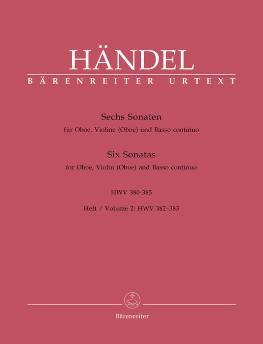 Handel: 6 Sonatas for Oboe, Violin and Basso Continuo, Vol. 2