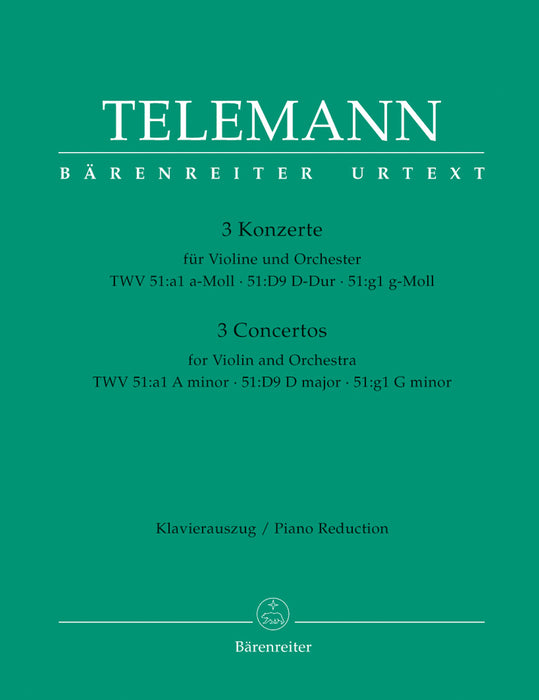 Telemann: 3 Concertos for Violin and Orchestra - Piano Reduction