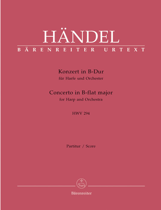 Handel: Concerto in B Flat Major for Harp and Orchestra, Score