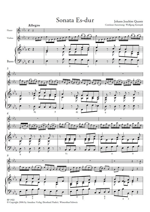 Quantz: Trio Sonata No. 19 in E Flat Major for Flute, Violin and Basso Continuo