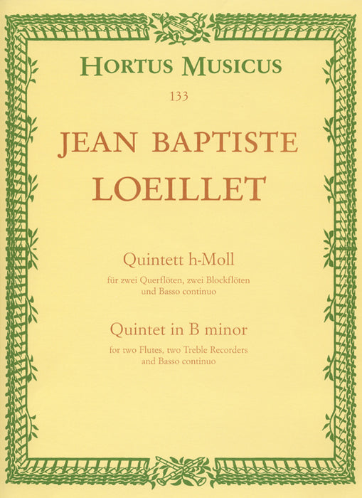Loeillet: Quintet in B Minor for 2 Flutes, 2 Treble Recorders and Basso Continuo
