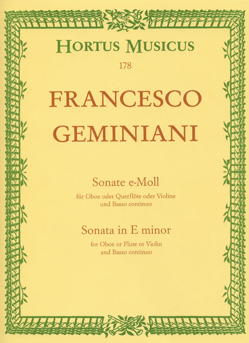 Geminiani: Sonata in E Minor for Oboe and Basso Continuo