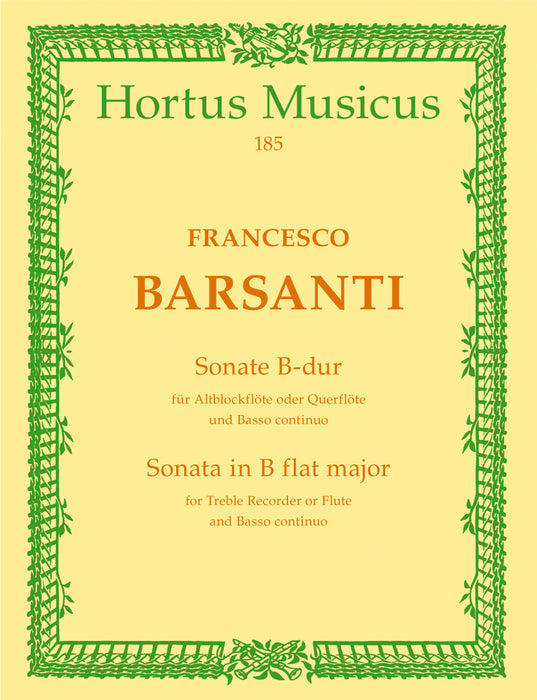 Barsanti: Sonata in B Flat Major for Treble Recorder and Basso Continuo