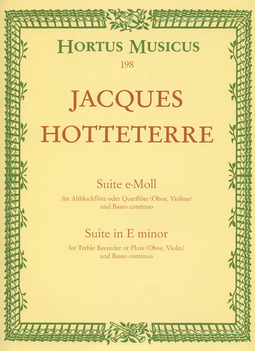 Hotteterre: Suite in E Minor for Treble Recorder and Basso Continuo