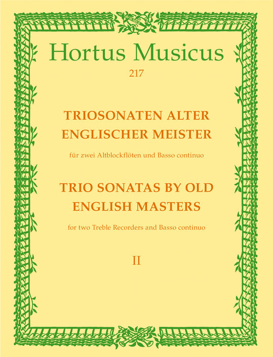 Various: Trio Sonatas by Old English Masters for 2 Treble Recorders and Basso Continuo, Vol. 2