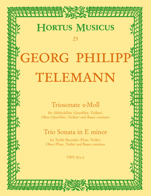 Telemann: Trio Sonata in E Minor for Treble Recorder, Oboe and Basso Continuo