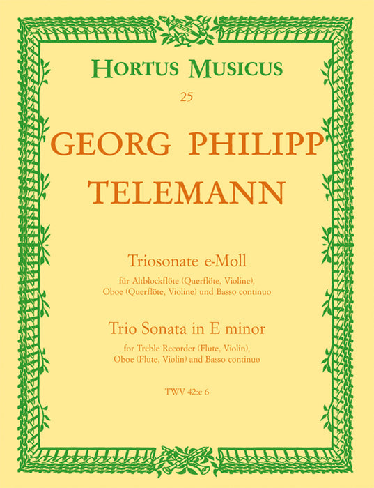 Telemann: Trio Sonata in E Minor for Treble Recorder, Oboe and Basso Continuo