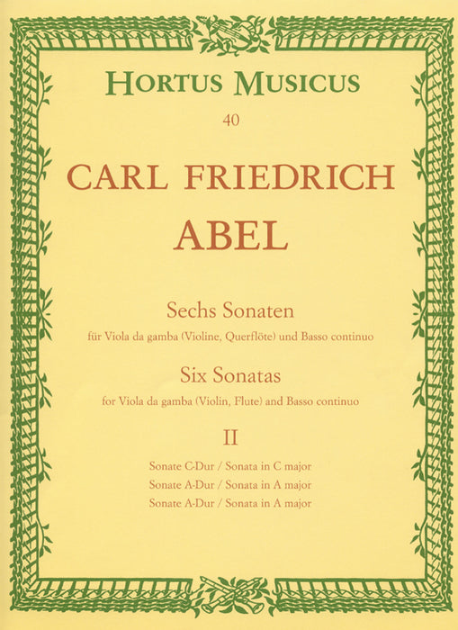 Abel: Six Sonatas for Viola da Gamba and Basso Continuo, Vol. 2
