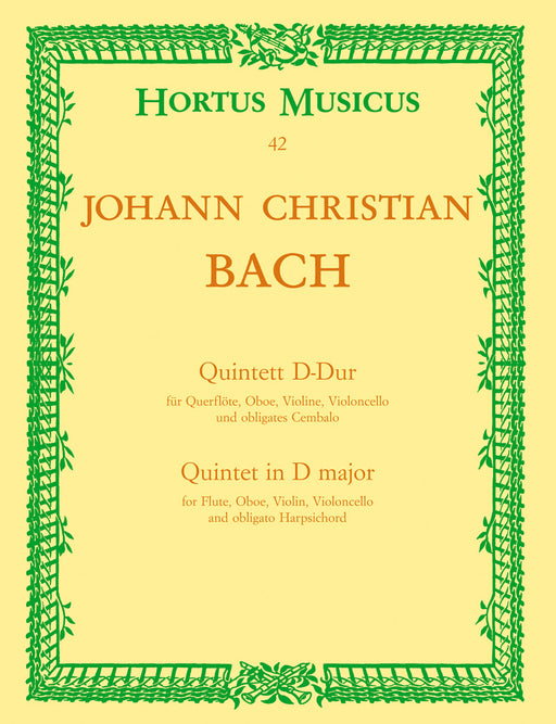 J. C. Bach: Quintet in D Major for Flute, Oboe, Violin, Violoncello and Obbligato Harpsichord