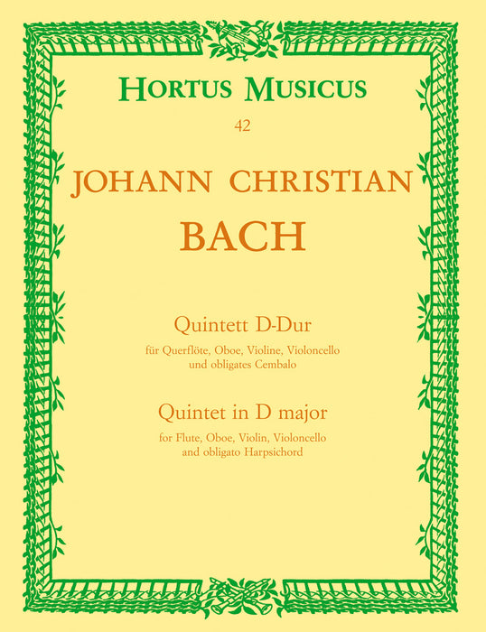 J. C. Bach: Quintet in D Major for Flute, Oboe, Violin, Violoncello and Obbligato Harpsichord