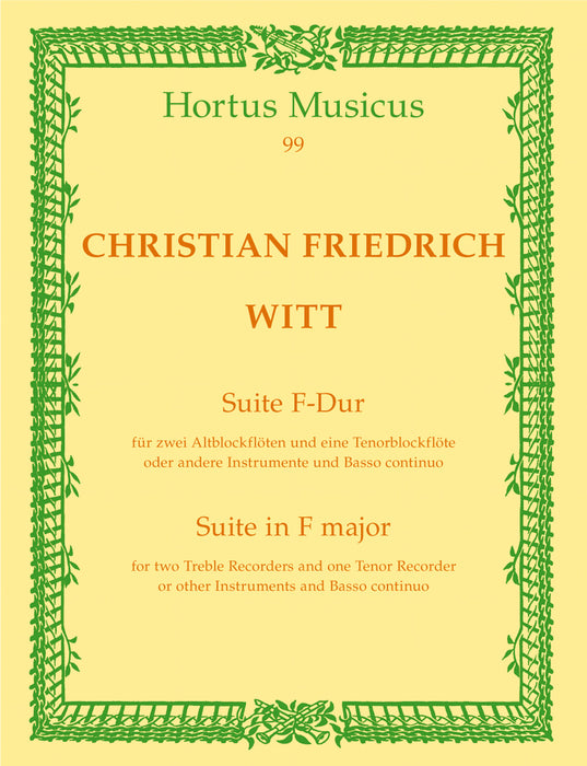 Witt: Suite for 2 Treble Recorders, Tenor Recorder and Basso Continuo