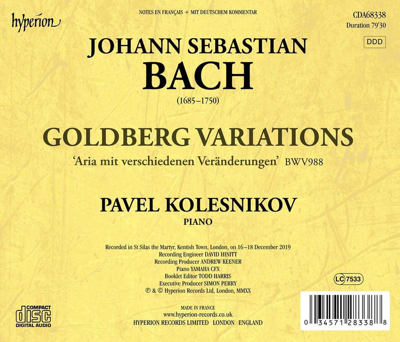 Pavel Kolesnikov • J S Bach: Goldberg Variations (CD)